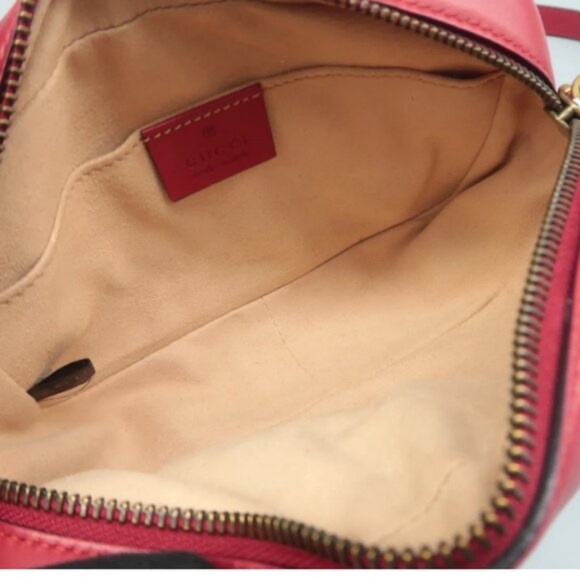 100% Authentic GUCCI GG Marmont Red Leather Shoulder Bag - Picture 9 of 12